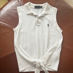 Polo Ralph Lauren White Sleeveless Knot Top XS